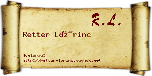 Retter Lőrinc névjegykártya